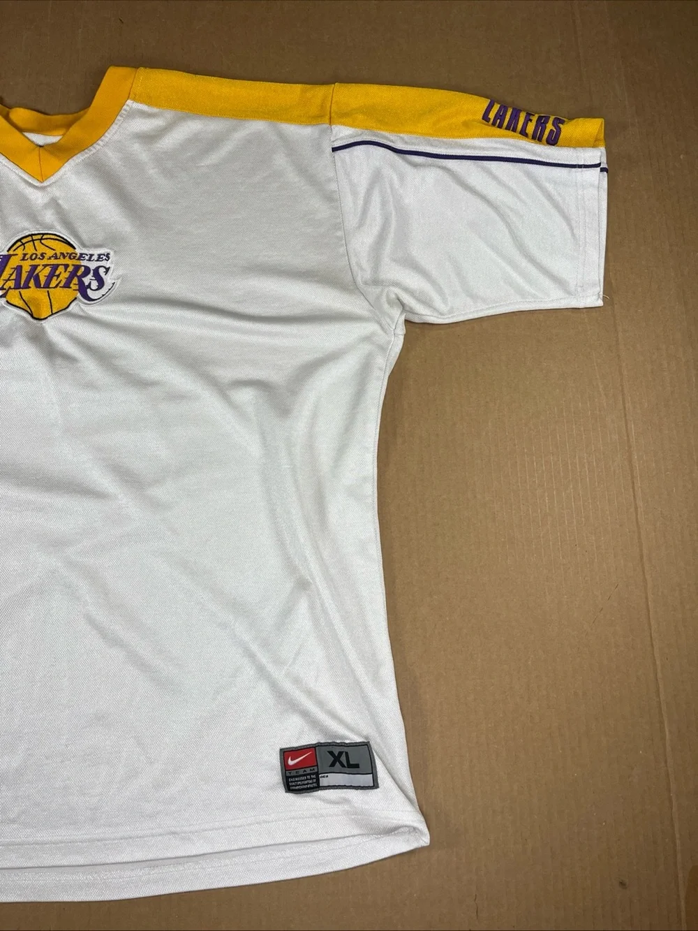 VTG Mens Nike Team LA Lakers Warmup Shooting Shirt Jersey 2003 White NBA Sz XL